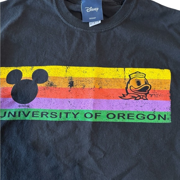 Oregon Ducks X Disney Men’s T-Shirt Football Team Mickey Mouse Donald Black M - Picture 1 of 7